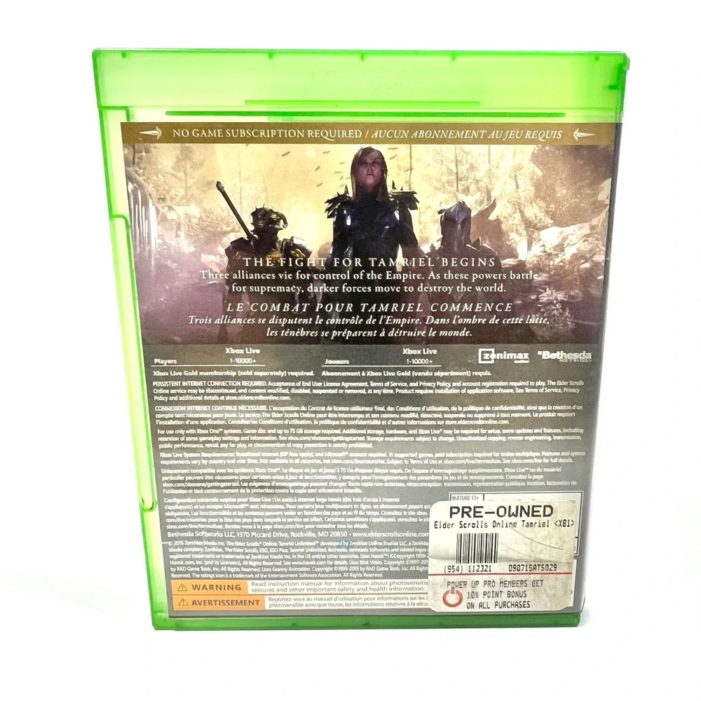 The Elder Scrolls Online Tamriel Unlimited Xbox One Complete CIB Tested Manual